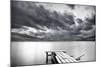 Lake with Dock Mountains & Clouds-Nish Nalbandian-Mounted Art Print