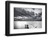 Lake with Dock Mountains & Clouds-Nish Nalbandian-Framed Art Print