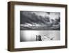 Lake with Dock Mountains & Clouds-Nish Nalbandian-Framed Art Print