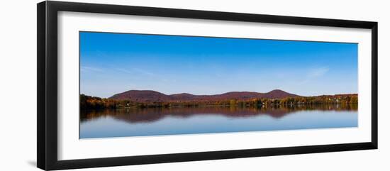 Lake with mountain in the background, Lake Waterloo, Mont Shefford, Waterloo, Quebec, Canada-null-Framed Photographic Print