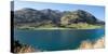 Lake with mountain range in the background, Lake Hawea, Makarora-Lake Hawea Road, State Highway...-null-Stretched Canvas