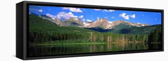 Lake with Mountain Range in the Background, Sprague Lake, Rocky Mountain National Park, Colorado-null-Framed Stretched Canvas