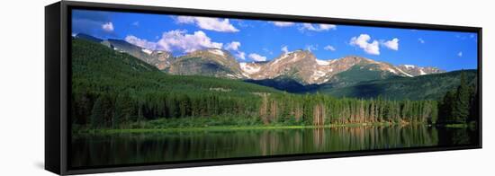 Lake with Mountain Range in the Background, Sprague Lake, Rocky Mountain National Park, Colorado-null-Framed Stretched Canvas