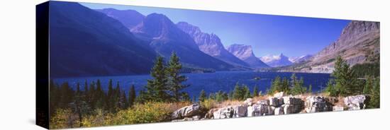 Lake with Mountain Range in the Background, St. Mary Lake, Glacier National Park, Montana, USA-null-Stretched Canvas