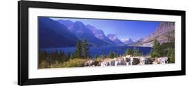 Lake with Mountain Range in the Background, St. Mary Lake, Glacier National Park, Montana, USA-null-Framed Photographic Print
