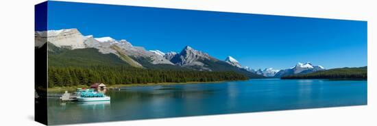 Lake with Mountains in the Background, Maligne Lake, Jasper National Park, Alberta, Canada-null-Stretched Canvas