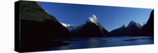 Lake with Mountains in the Background, Milford Sound, Fiordland National Park, South Island-null-Stretched Canvas