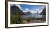 Lake with mountains in the background, Milford Sound, Southland, South Island, New Zealand-null-Framed Photographic Print