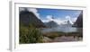 Lake with mountains in the background, Milford Sound, Southland, South Island, New Zealand-null-Framed Photographic Print