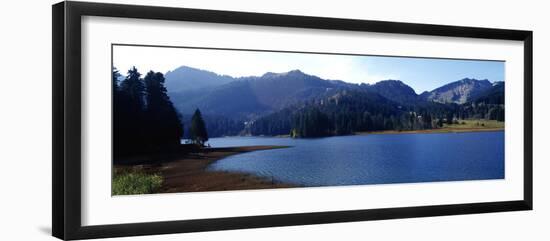 Lake with Mountains in the Background, Spitzingsee, Bavaria, Germany-null-Framed Photographic Print