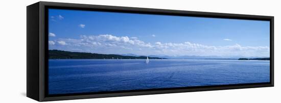 Lake with Mountains in the Background, Starnberger See, Lake Starnberg, Bavaria, Germany-null-Framed Stretched Canvas