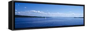 Lake with Mountains in the Background, Starnberger See, Lake Starnberg, Bavaria, Germany-null-Framed Stretched Canvas