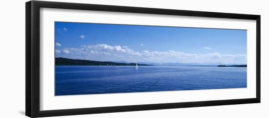 Lake with Mountains in the Background, Starnberger See, Lake Starnberg, Bavaria, Germany-null-Framed Photographic Print