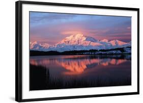 Lake with Mt McKinley, Denali National Park and Preserve, Alaska, USA-Hugh Rose-Framed Photographic Print