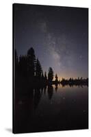 Lake with Reflection of the Milky Way and Silhouetted Trees, Lassen Volcanic Np, California, USA-Mark Taylor-Stretched Canvas