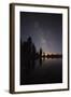 Lake with Reflection of the Milky Way and Silhouetted Trees, Lassen Volcanic Np, California, USA-Mark Taylor-Framed Photographic Print