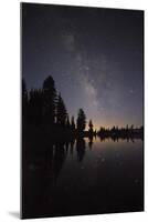 Lake with Reflection of the Milky Way and Silhouetted Trees, Lassen Volcanic Np, California, USA-Mark Taylor-Mounted Photographic Print