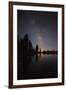 Lake with Reflection of the Milky Way and Silhouetted Trees, Lassen Volcanic Np, California, USA-Mark Taylor-Framed Photographic Print