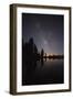 Lake with Reflection of the Milky Way and Silhouetted Trees, Lassen Volcanic Np, California, USA-Mark Taylor-Framed Photographic Print