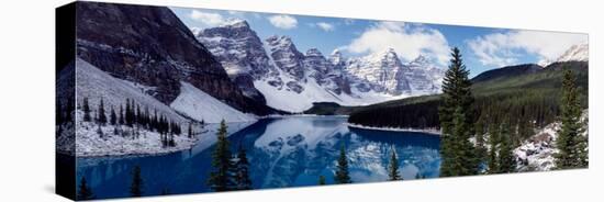Lake with Snow Covered Mountains in the Background, Moraine Lake, Banff National Park, Alberta-null-Stretched Canvas