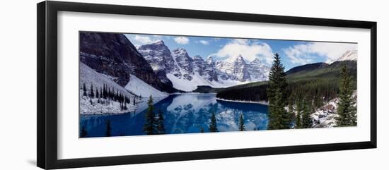 Lake with Snow Covered Mountains in the Background, Moraine Lake, Banff National Park, Alberta-null-Framed Photographic Print