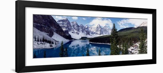 Lake with Snow Covered Mountains in the Background, Moraine Lake, Banff National Park, Alberta-null-Framed Photographic Print