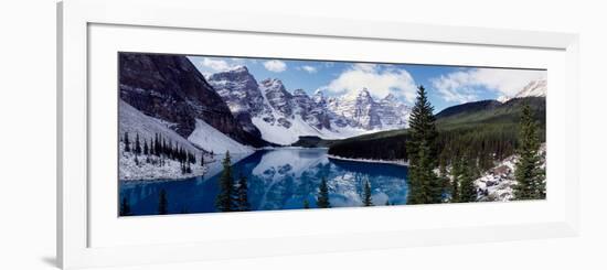 Lake with Snow Covered Mountains in the Background, Moraine Lake, Banff National Park, Alberta-null-Framed Photographic Print