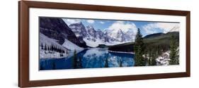 Lake with Snow Covered Mountains in the Background, Moraine Lake, Banff National Park, Alberta-null-Framed Photographic Print