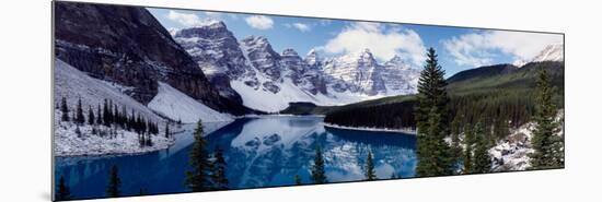 Lake with Snow Covered Mountains in the Background, Moraine Lake, Banff National Park, Alberta-null-Mounted Photographic Print