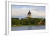 Lake with view of South Dakota State Capitol and complex, Pierre, South Dakota, built between 19...-null-Framed Photographic Print
