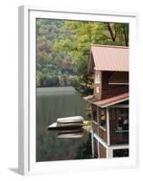 Lakefront House in Autumn, Plymouth Union, Vermont, USA-Walter Bibikow-Framed Premium Photographic Print