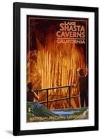 Lakehead, California - Cavern and Lake Scene - National Natural Landmark-Lantern Press-Framed Art Print