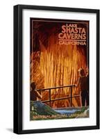 Lakehead, California - Cavern and Lake Scene - National Natural Landmark-Lantern Press-Framed Art Print
