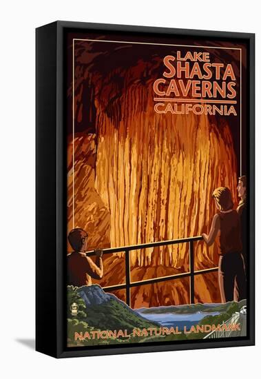 Lakehead, California - Cavern and Lake Scene - National Natural Landmark-Lantern Press-Framed Stretched Canvas