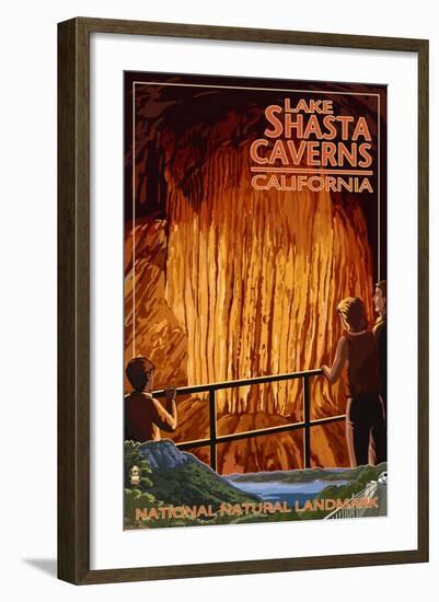 Lakehead, California - Cavern and Lake Scene - National Natural Landmark-Lantern Press-Framed Art Print