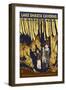 Lakehead, California - Kids and Cavern - National Natural Landmark-Lantern Press-Framed Art Print