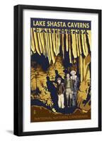 Lakehead, California - Kids and Cavern - National Natural Landmark-Lantern Press-Framed Art Print