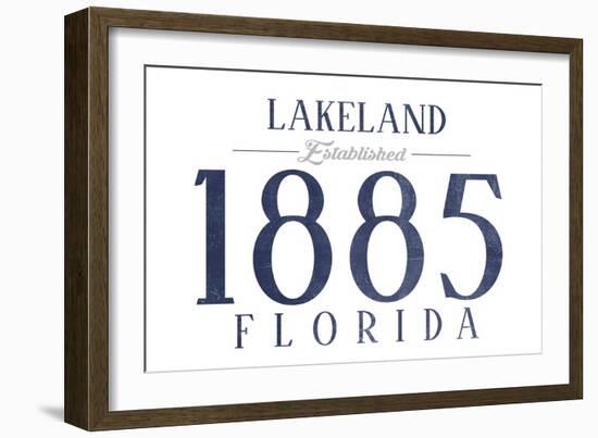 Lakeland, Florida - Established Date (Blue)-Lantern Press-Framed Art Print