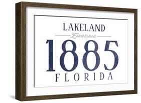 Lakeland, Florida - Established Date (Blue)-Lantern Press-Framed Art Print