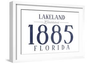 Lakeland, Florida - Established Date (Blue)-Lantern Press-Framed Art Print