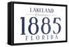 Lakeland, Florida - Established Date (Blue)-Lantern Press-Framed Stretched Canvas