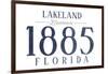 Lakeland, Florida - Established Date (Blue)-Lantern Press-Framed Art Print