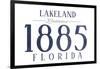 Lakeland, Florida - Established Date (Blue)-Lantern Press-Framed Art Print