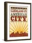 Lakeland, Florida - Skyline and Sunburst Screenprint Style-Lantern Press-Framed Art Print