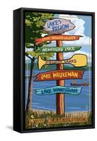 Lakes Region, New Hampshire - Destination Sign-Lantern Press-Framed Stretched Canvas