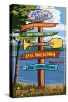 Lakes Region, New Hampshire - Destination Sign-Lantern Press-Stretched Canvas