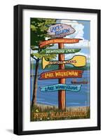 Lakes Region, New Hampshire - Destination Sign-Lantern Press-Framed Art Print