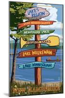 Lakes Region, New Hampshire - Destination Sign-Lantern Press-Mounted Art Print