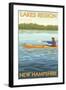 Lakes Region, New Hampshire - Kayak Scene-Lantern Press-Framed Art Print