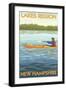 Lakes Region, New Hampshire - Kayak Scene-Lantern Press-Framed Art Print